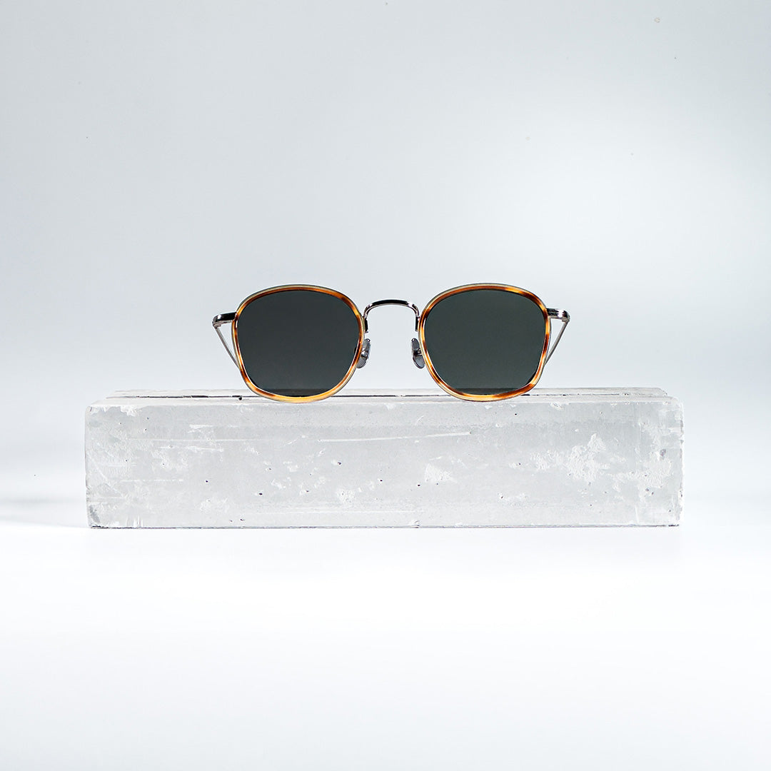 Waiting For The Sun Henry Ethical Round Square Sunglasses Havana Silver Bio acetate Recycled Stainless Steel Unisex Ethical Eyewear